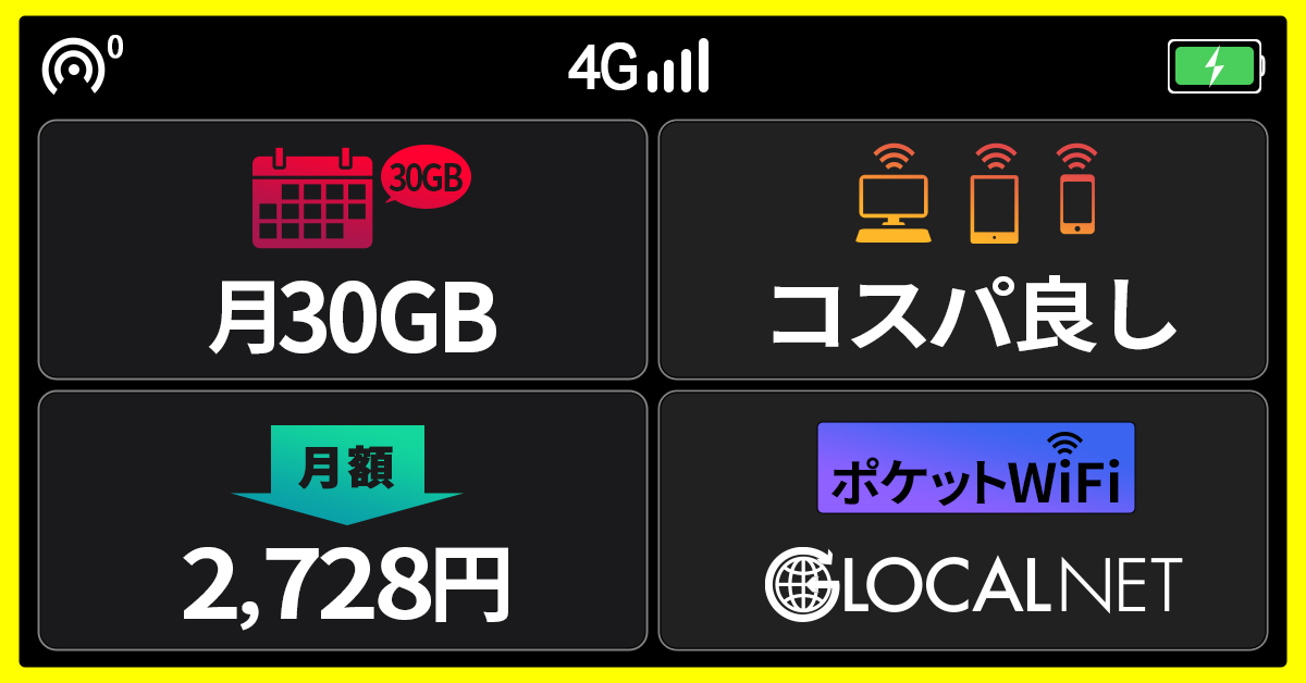 グローカルネット シンプルデイフリープラン30GB